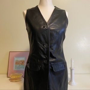 Beautiful genuine leather extra-long vest